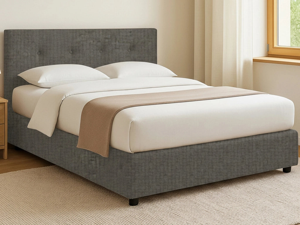 Luton, Letto Piazza e Mezza Sfoderabile Made in Italy, Grigio Tortora