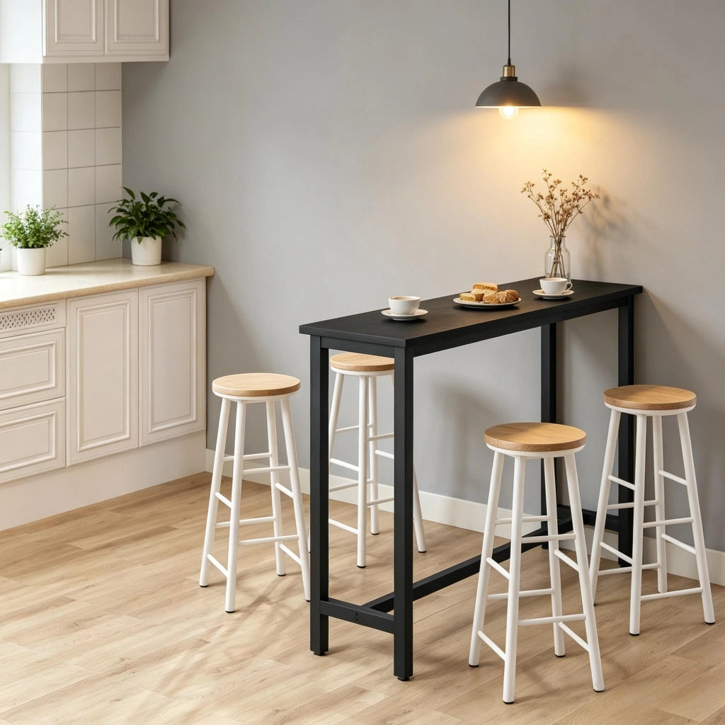 TAVOLO BAR 140x100x40 cm Nero MDF e Metallo