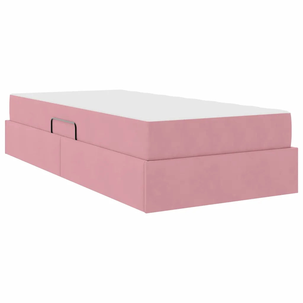 Letto con contenitore e materasso Rosa 90 x 200 cm Velluto 3399699