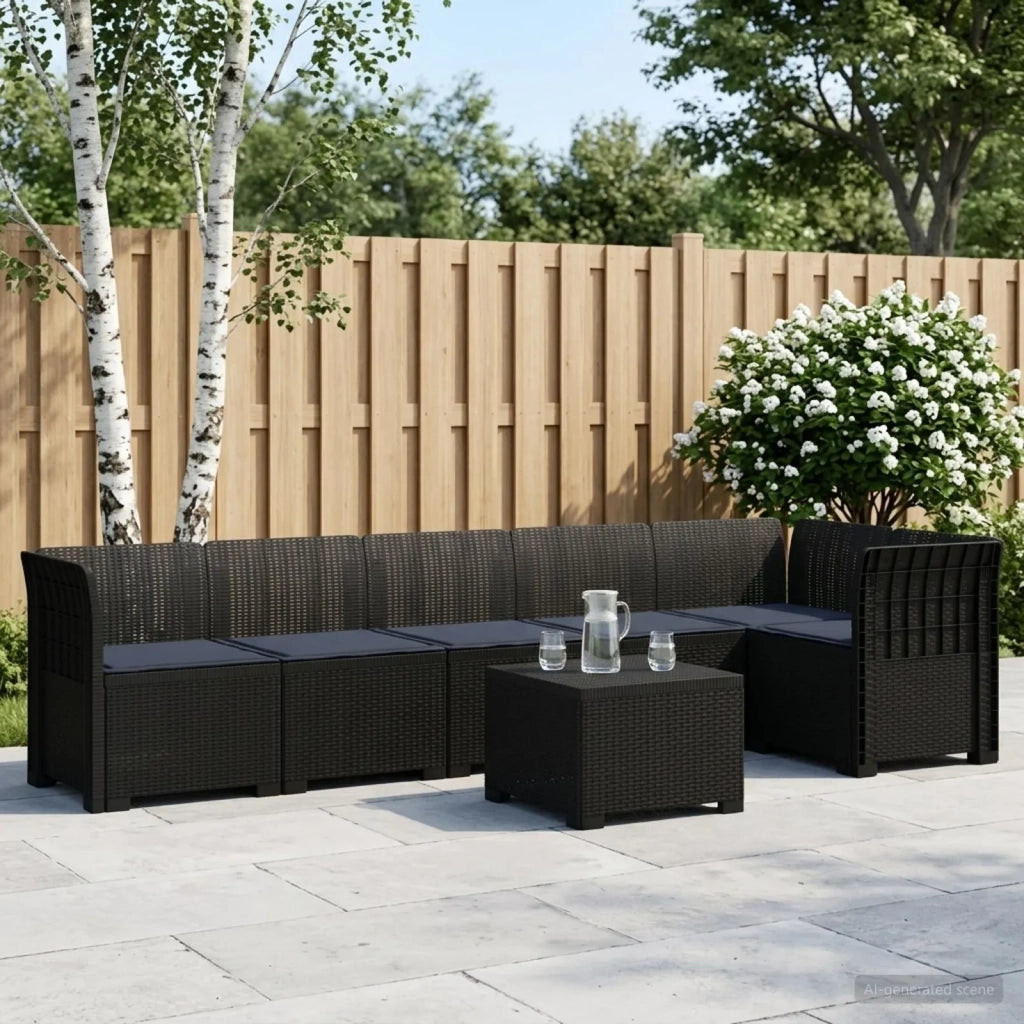 Divano da Giardino 6 Posti con Cuscini Aspetto Rattan PP 3444109
