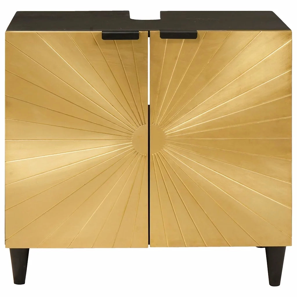 Armadio sottolavello con lo scaffale-Mobile sottolavello Nero e Oro 62 x 33 x 58 cm