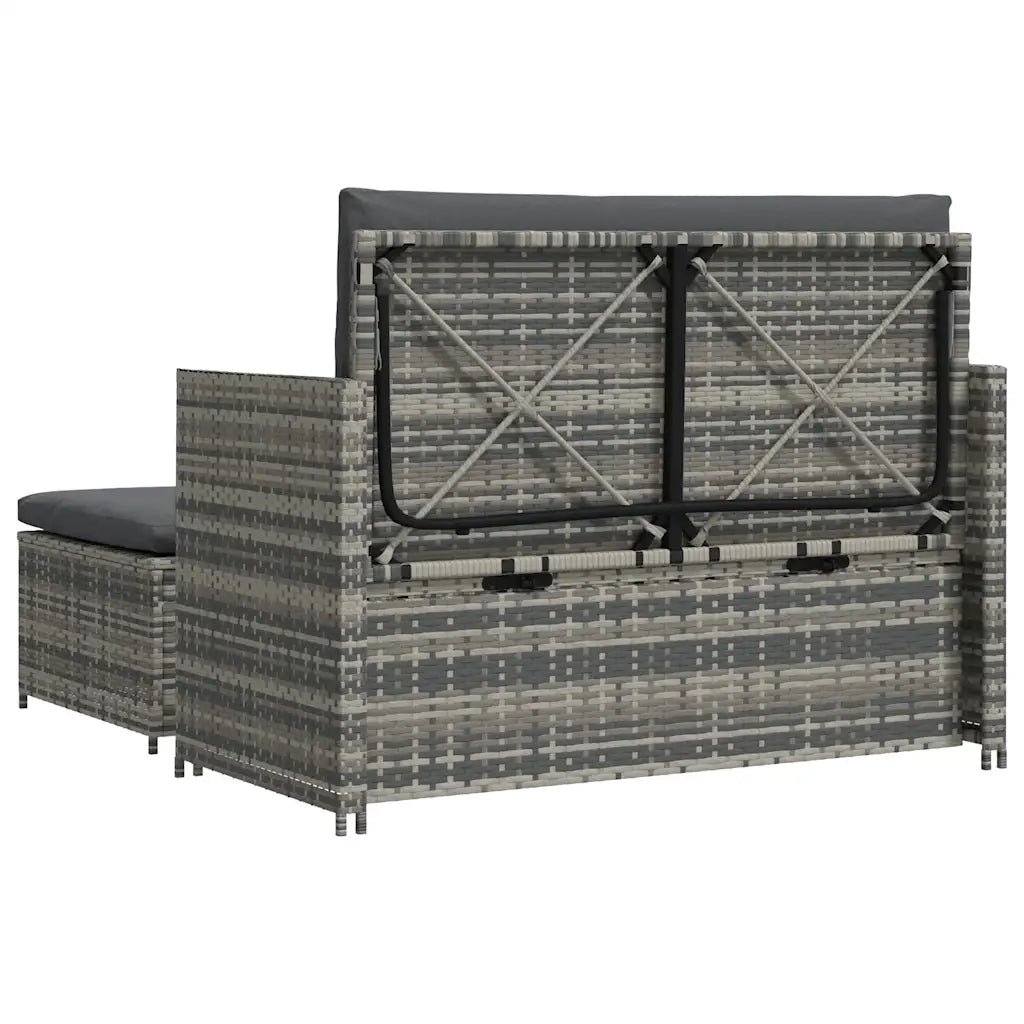 Set Divani da Giardino 2 pz con Cuscini in Polyrattan Grigio 44483