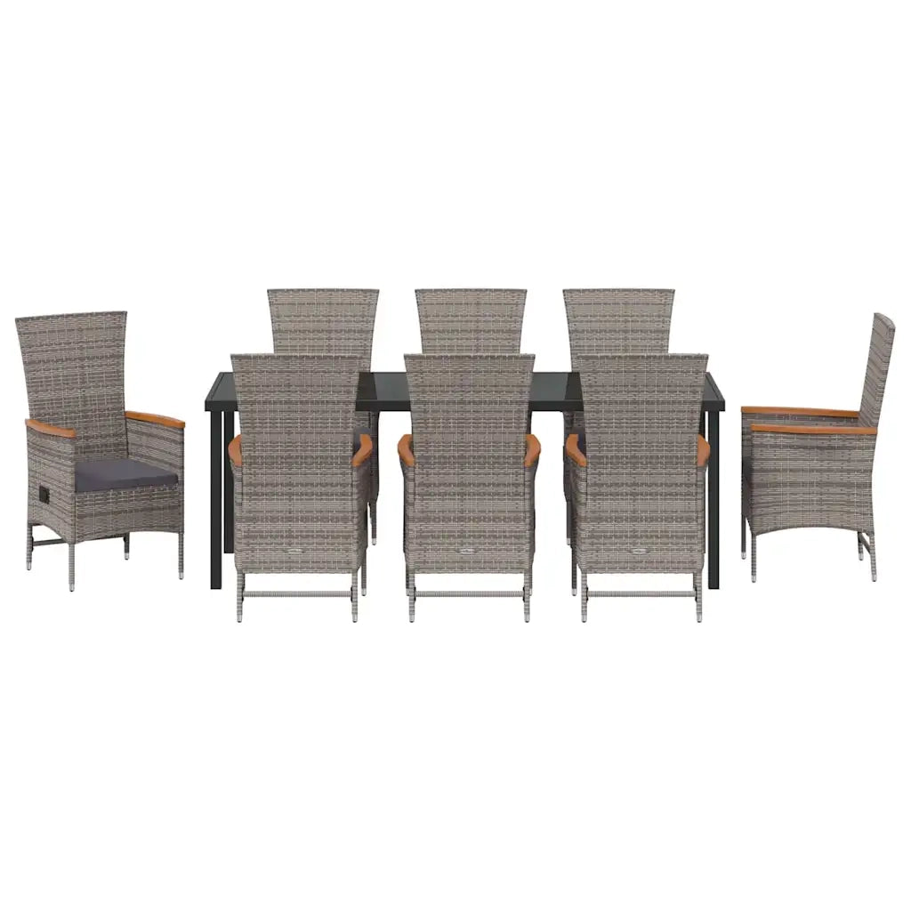 Set da Pranzo per Giardino con cuscino 9 pcs Grigio 3379442