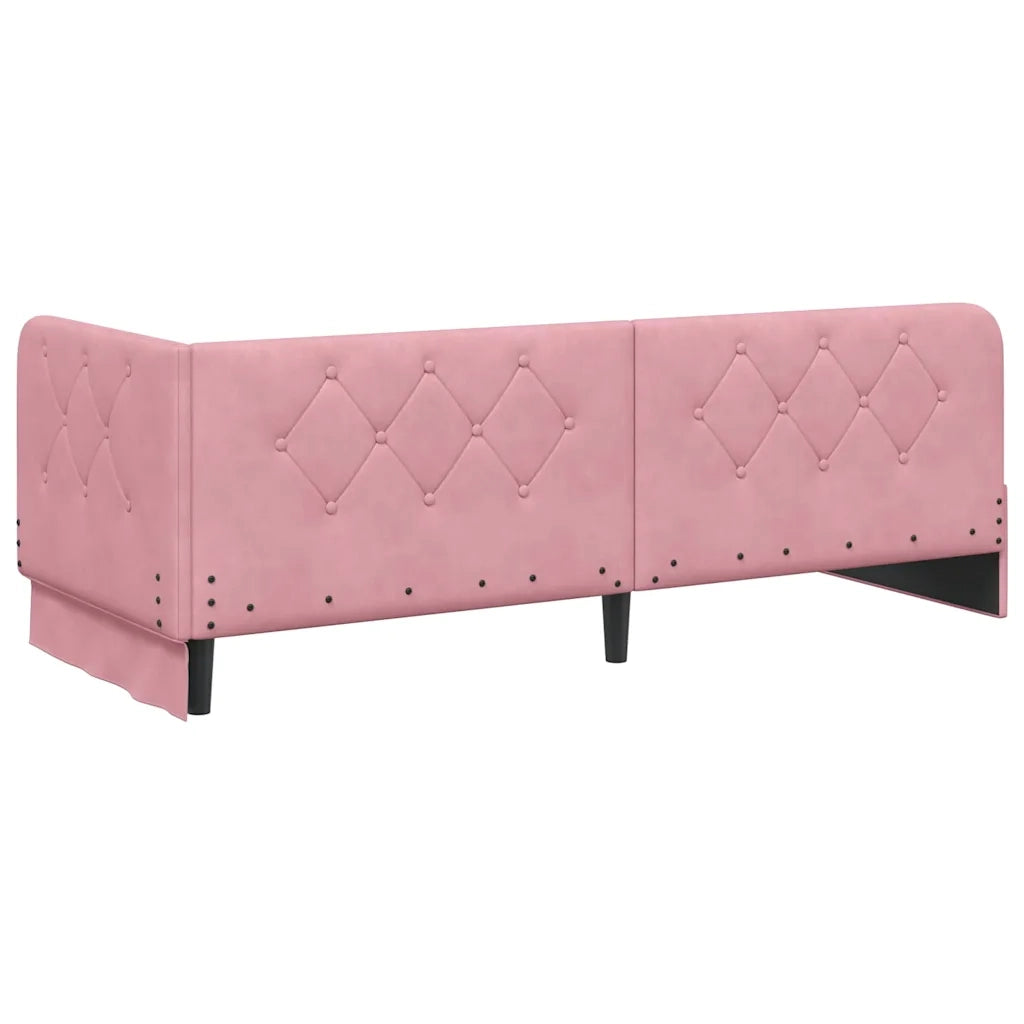 Cornice del letto ad angolo Rosa 80 x 200 cm Velluto