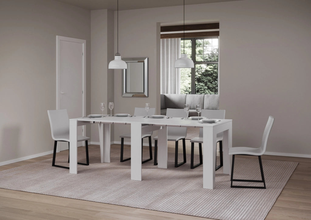 Consolle allungabile 90x25/211 cm Aneya Bianco Frassino