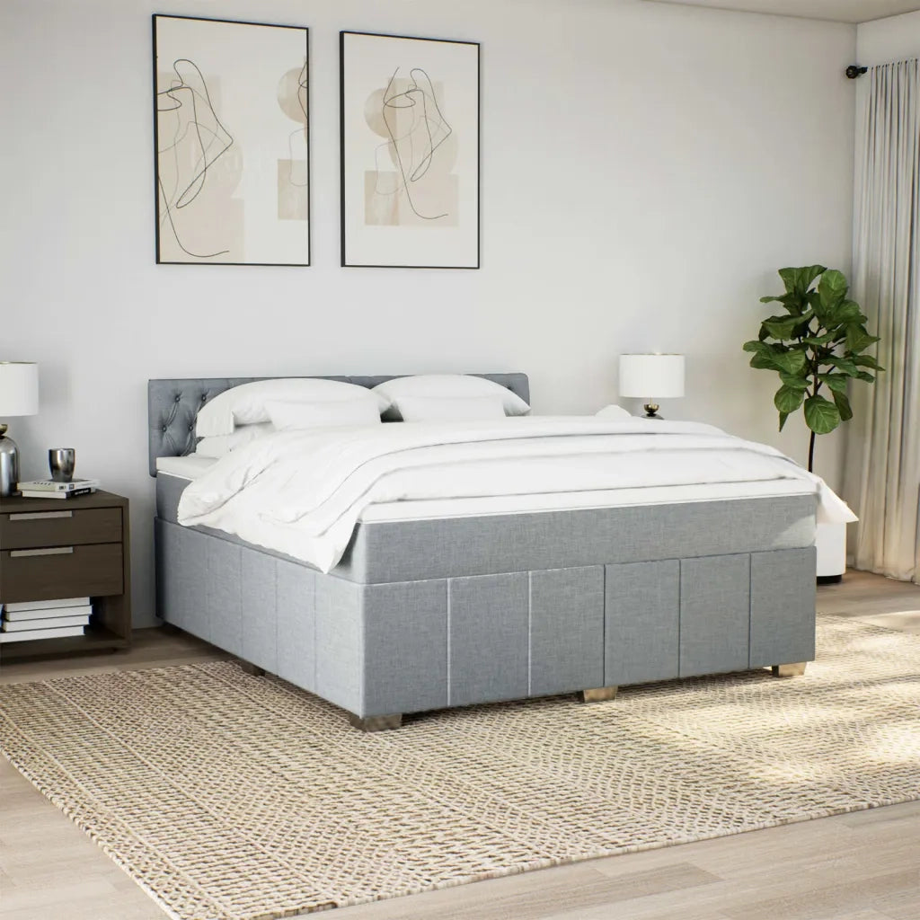 Giroletto a Molle con Materasso Grigio Chiaro180x200 cm Tessuto