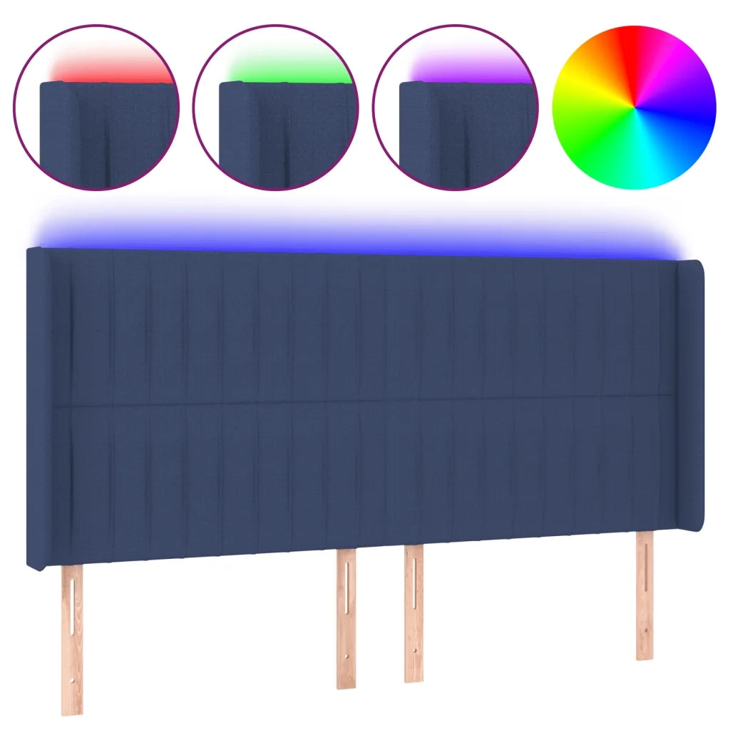 Testiera a LED Blu 183x16x118/128 cm in Tessuto 3124306