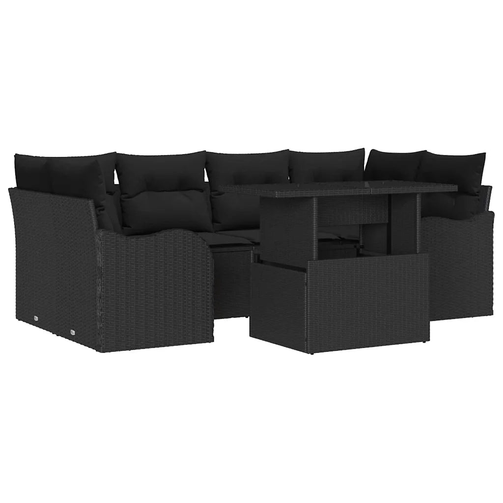 Set Divano da Giardino 7 pcs Nero Rattan in Polipropilene 3357136