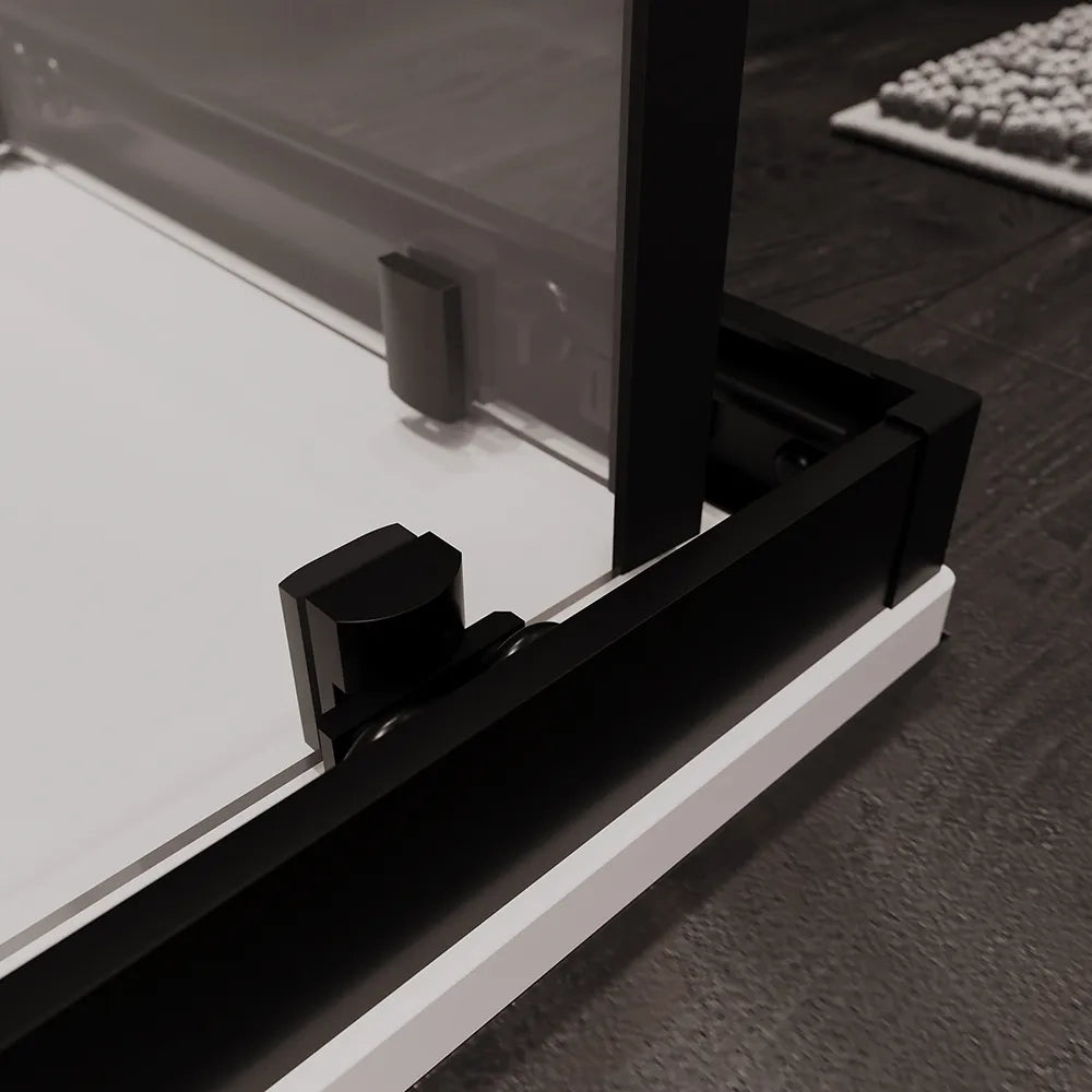 Box doccia 70x70 cm angolare doppio scorrevole profili neri vetro trasparente | Java