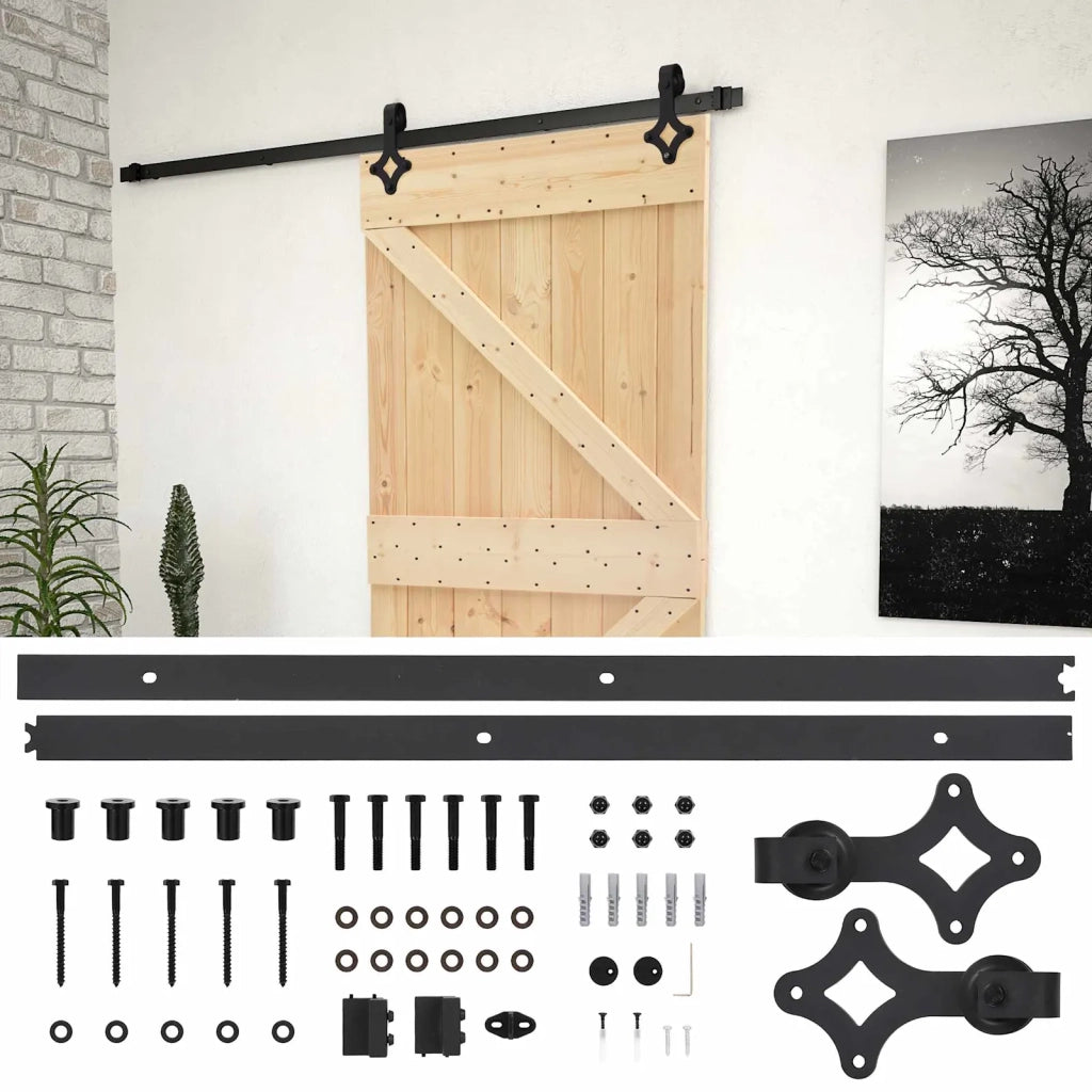 Porta scorrevole Naturale e Nero 90 x 210 cm 3444859