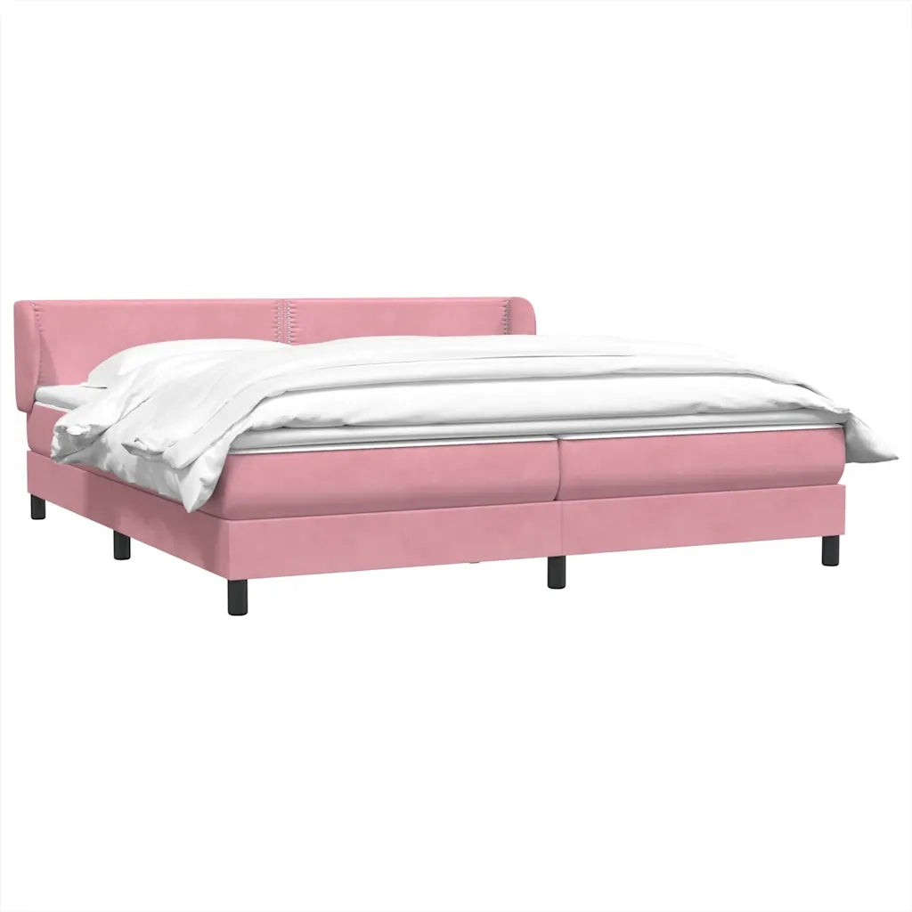 Giroletto a Molle con Materassi Rosa 180x210 cm in Velluto 3317456