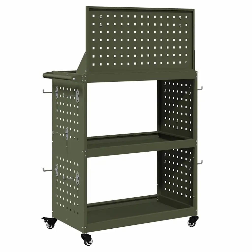 Carrello per Attrezzi con ruota Verde oliva 65 x 35 x 111 cm 874549