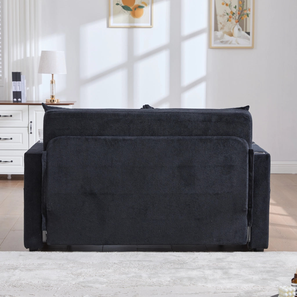 Divano Letto Multifunzione con Contenitore e USB ¨C MINIMAL ¨C Tessuto, Grigio