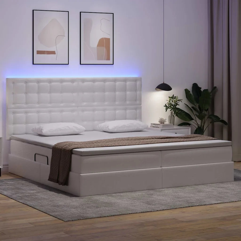 Letto con contenitore e LED con led Bianco Puro 200 x 200 cm