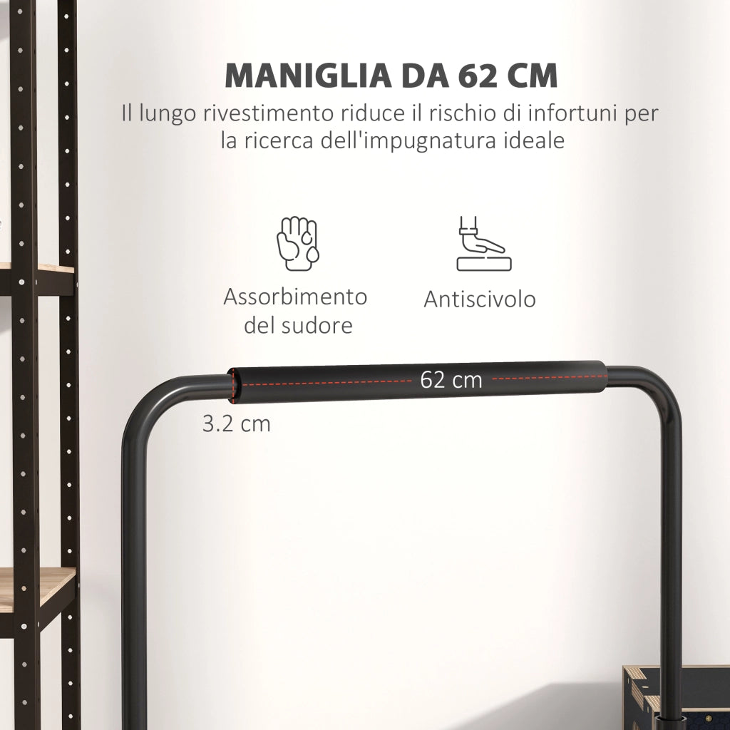 Set 2 Barre per Dip ¨C Minimal ¨C Acciaio Nero, 70x50x80-105 cm