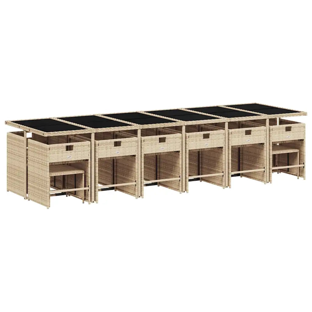 Set da Pranzo da Giardino 17 pz con Cuscini Beige in Polyrattan 3211186