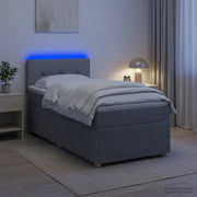Letto con Box Spring, Materasso e LED Grigio Chiaro 90 x 190 cm 3453223