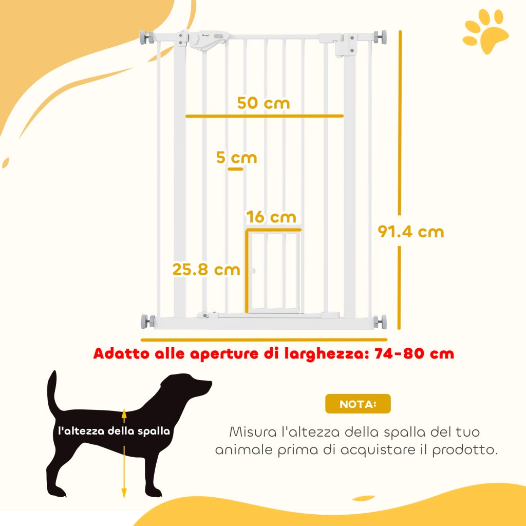 Cancelletto per Cani con Porta ¨C Minimal ¨C Bianco 74x91 cm