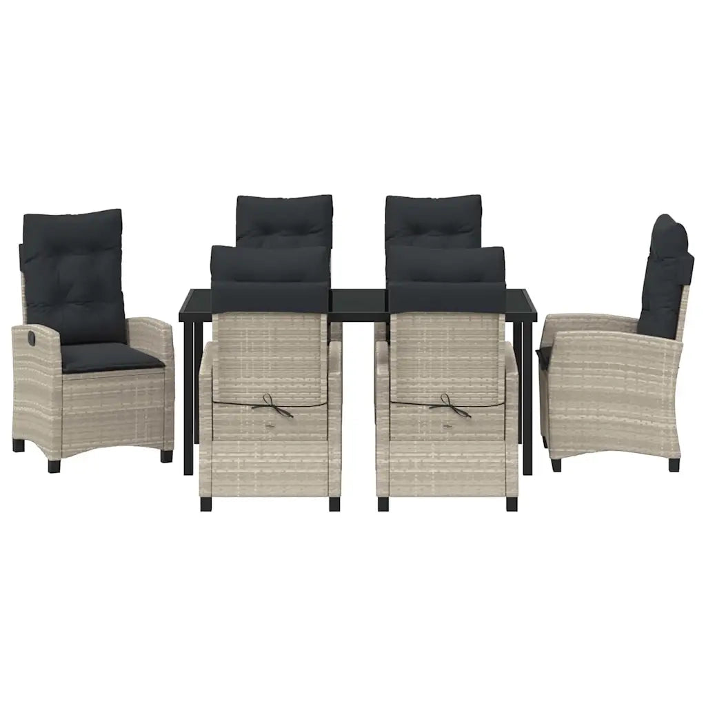 Set da Pranzo per Giardino 7 pcs Grigio chiaro polyrattan