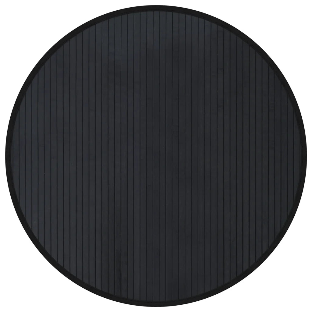 Tappeto Rotondo Nero 80 cm in Bambù 376978