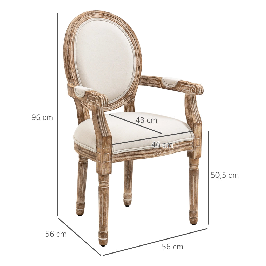 Sedia da pranzo imbottita con braccioli ¨C zephmum ¨C crema e legno