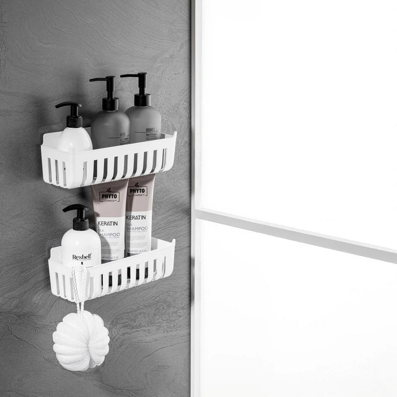 Coppia cestini doccia in termoplastica bianco incollaggio – Serie Jolly
