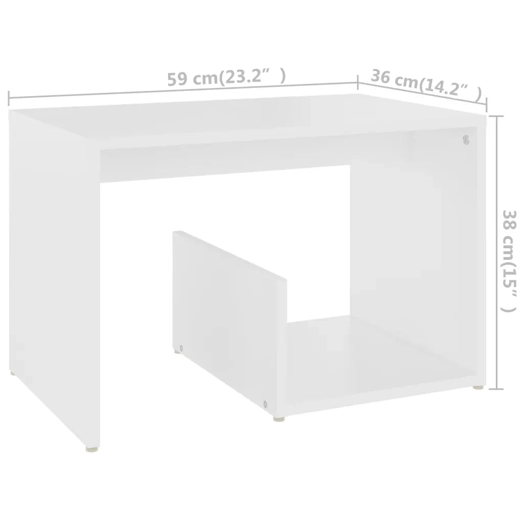 Tavolino Bianco 59x36x38 cm in Legno Multistrato 806696