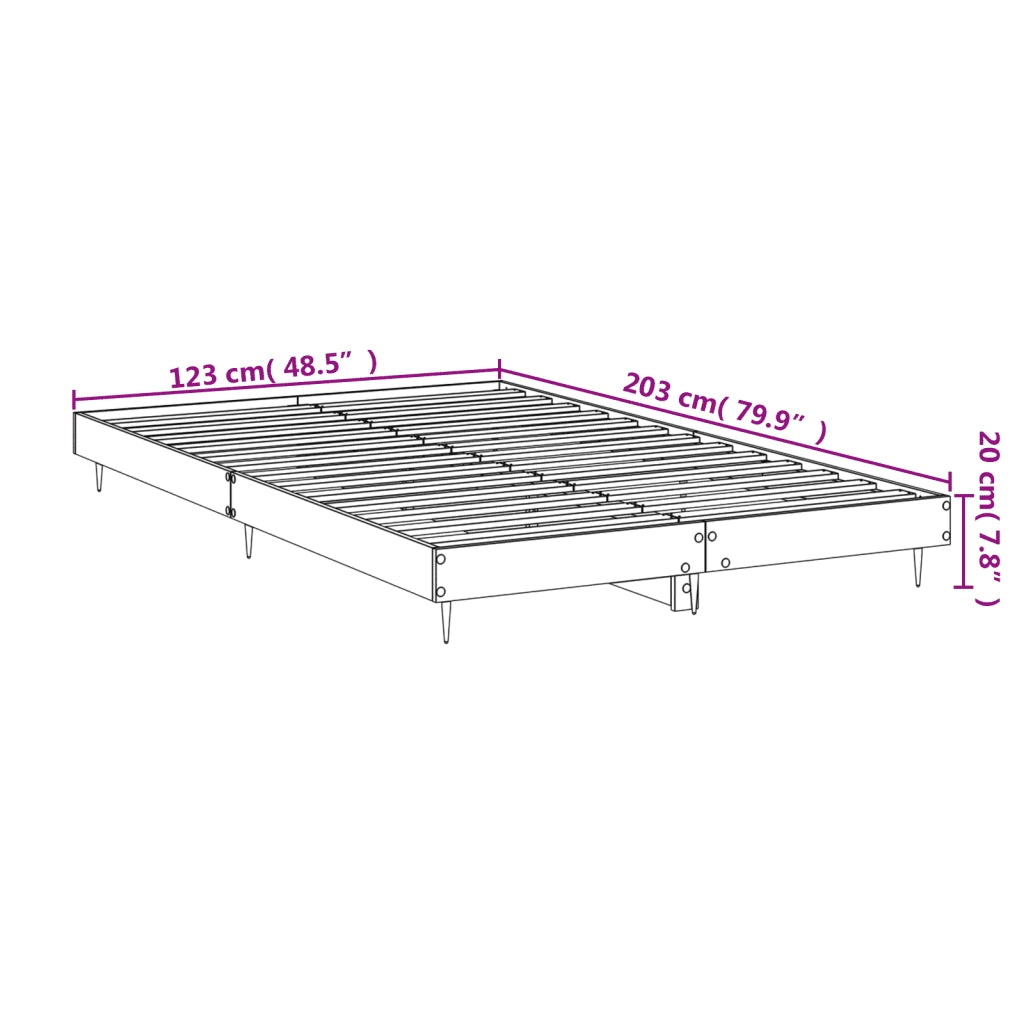 Letto matrimoniale | Letto per adulti | Giroletto Grigio Cemento 120x200 cm in Legno Multistrato