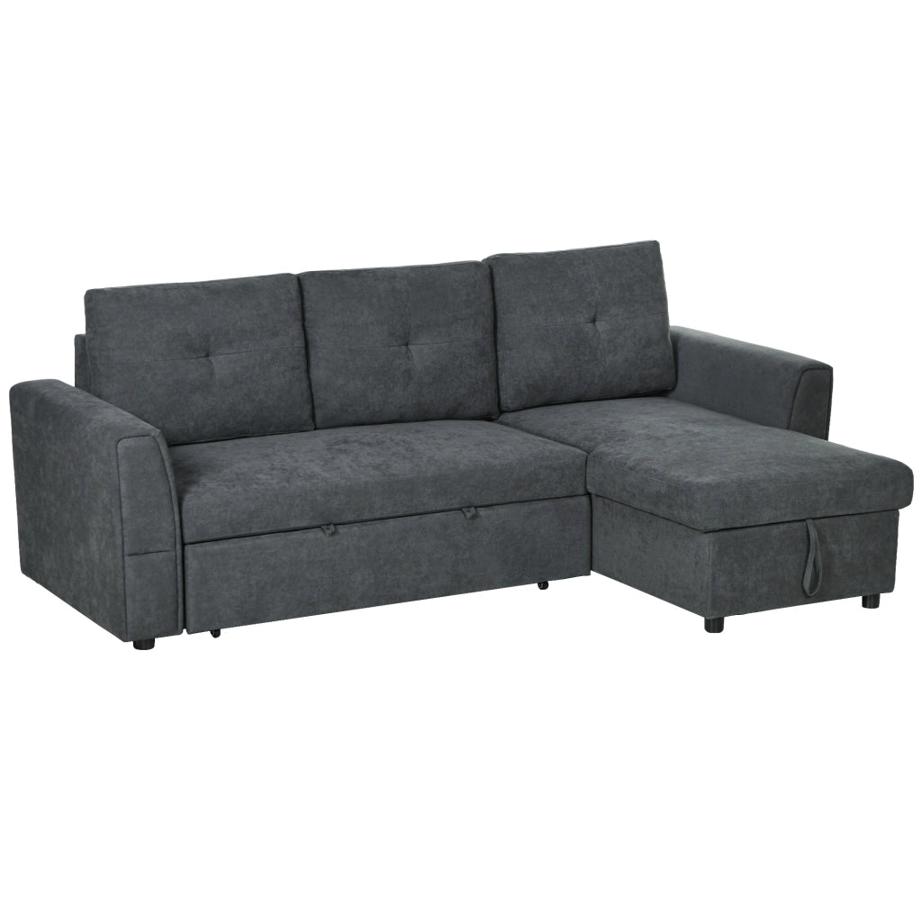 Divano letto 3 posti con chaise longue imbottito ¨C Minimal ¨C Grigio scuro