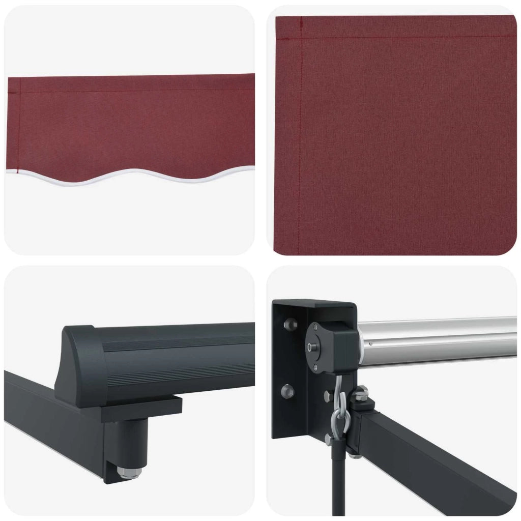 Tenda retrattile manuale con LED Borgogna e Antracite 4,5 × 3 m 3419479