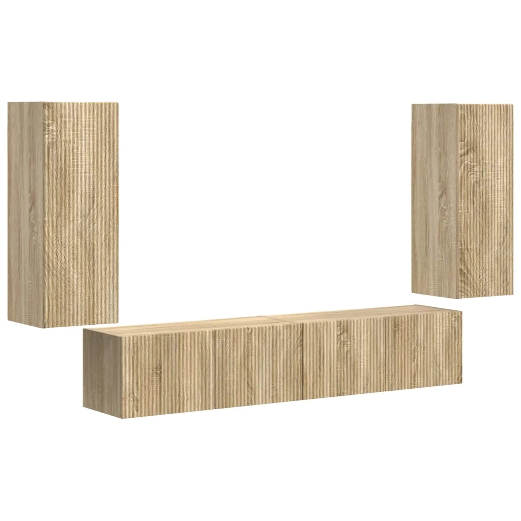 Set di Mobiletto da TV a Parete 4 pcs Rovere Sonoma