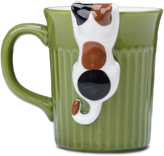 Moka con Faccia di Gatto - Moka con Faccia Curiosa, Moka Ceramica Carina, Regalo Divertente per Donne, Madre, Ragazza, Appassionata - San Valentino, Compleanno - 350 ml