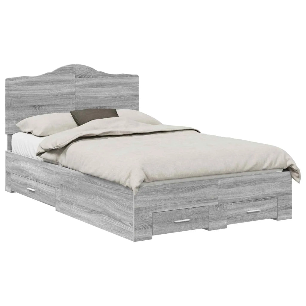 Struttura del letto con testiera-Giroletto con Testiera Grigio Sonoma 135 x 190 cm 279534