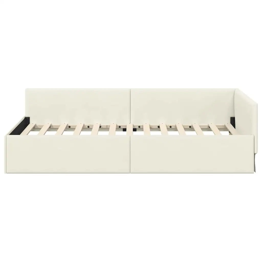 Cornice del letto ad angolo Crema 100 cm x 200 cm Velluto 42016098