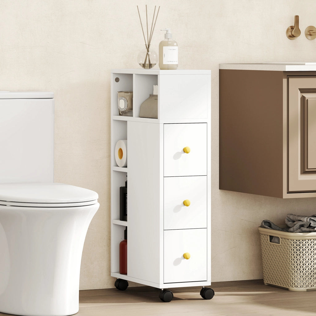 Mobile da bagno con ruote e cassetti ¨C Minimal ¨C bianco 20x40x80