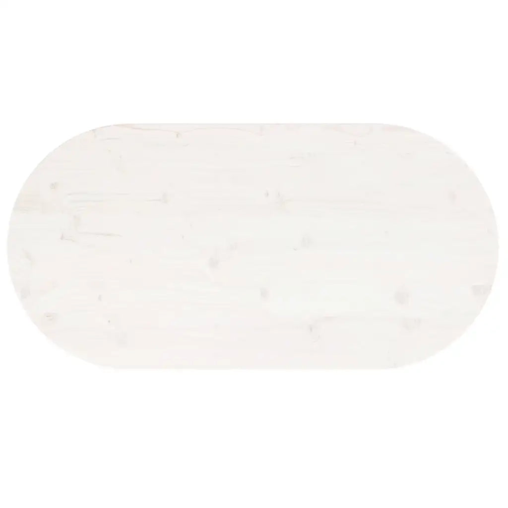 Piano Tavolo Bianco 100x50x2,5 cm Legno Massello di Pino Ovale 824361