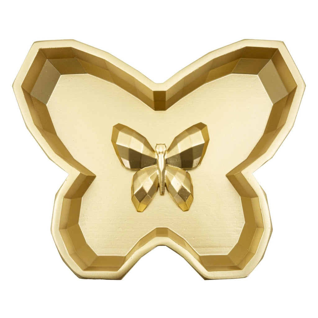 Vassoio Farfalla, Oro, Poliresina, 3x20,5x17,5 cm