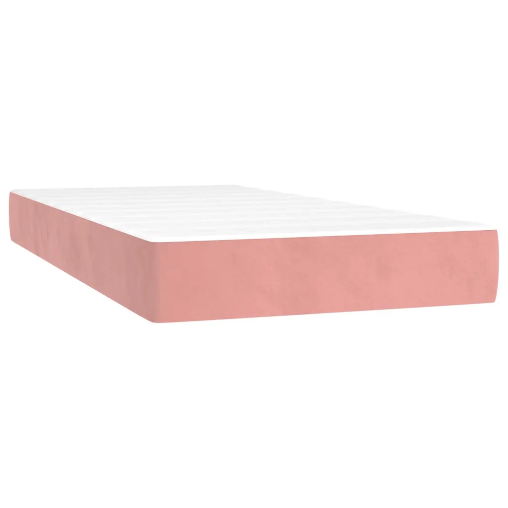 Letto a Molle con Materasso e LED Rosa 120x190 cm in Velluto