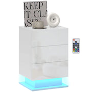 Comodino con LED RGB 3 Cassetti e Telecomando ¨C Xylo ¨C Bianco Lucido 40x35x60 cm
