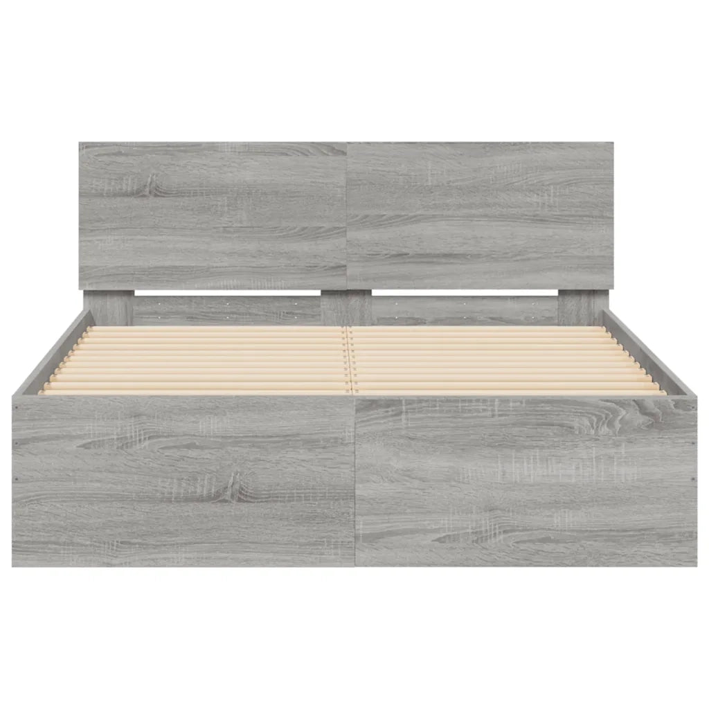 Giroletto con Testiera e LED Grigio Sonoma 140x200 cm 3207614