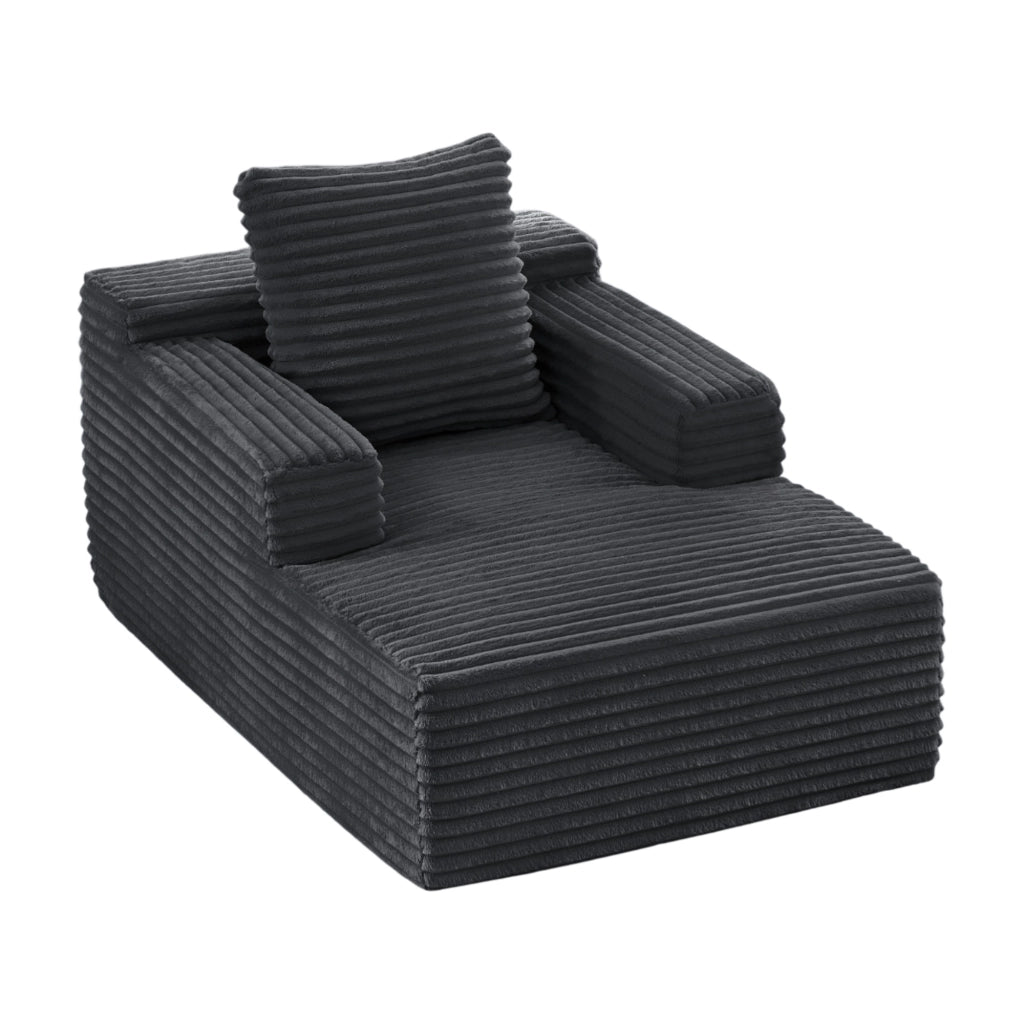 Divano chaise longue in velluto a coste grigio scuro