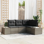 Set Divano da Giardino 4 pcs Grigio polyrattan 3355708