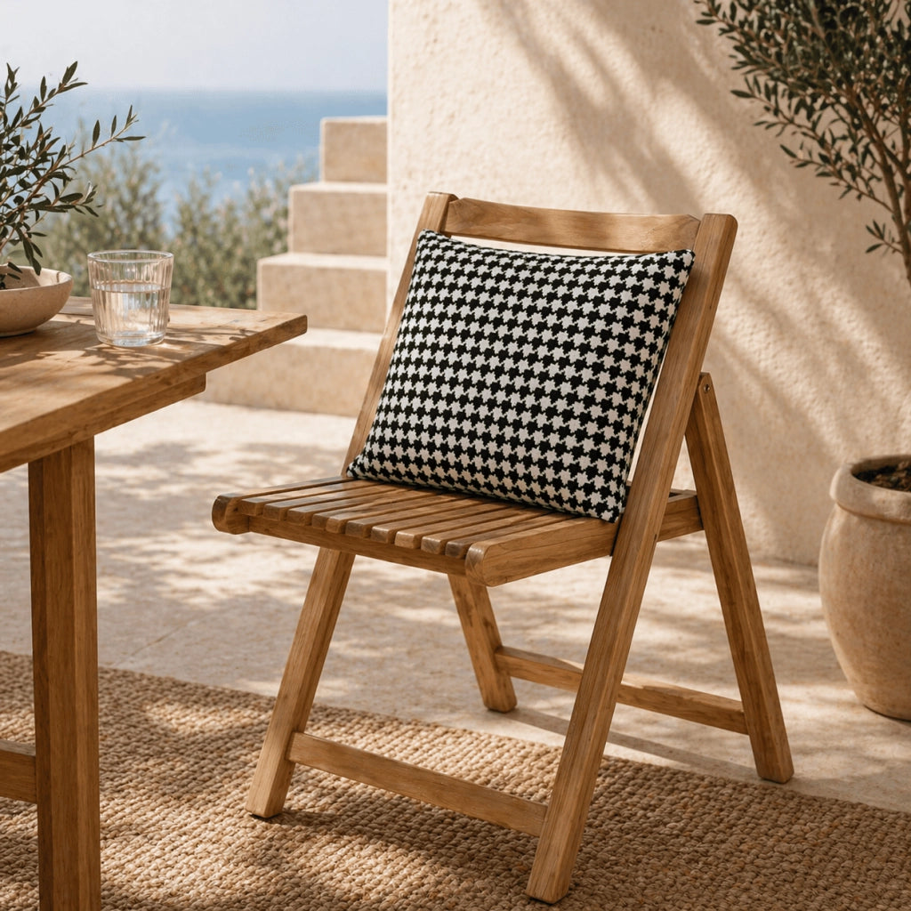 Cuscino decorativo 45x45 cm Sfoderabile in poliestere - Nero/Bianco
