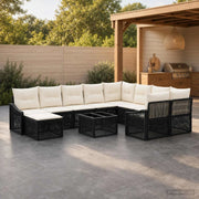 Set Divano da Giardino 11 pz Nero polyrattan 3436201