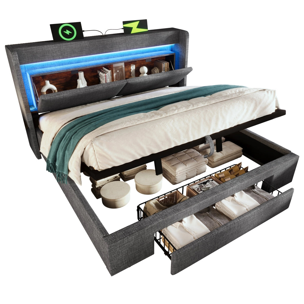 letto imbottito lino grigio 140x200 cm