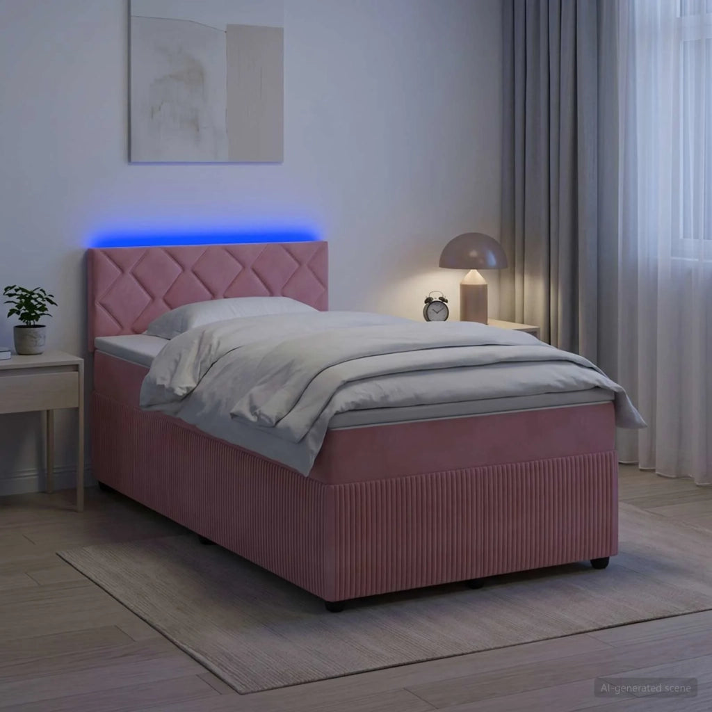 Letto box spring con materasso Rosa 120 x 200 cm Velluto 3453130