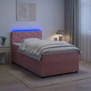 Letto box spring con materasso Rosa 120 x 200 cm Velluto 3453130