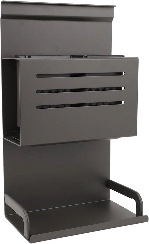 Organizzatore di Accessori Cucina - Sostegno - Materiale in Alluminio Grigio - Montaggio a Parete - Adatto per Diversi Utensili Cucina - Sostegno di Deposito Nero - Facile da Pulire - Multiuso - Per Contenitore di Lava, Cottura e Conservazione di Spezie