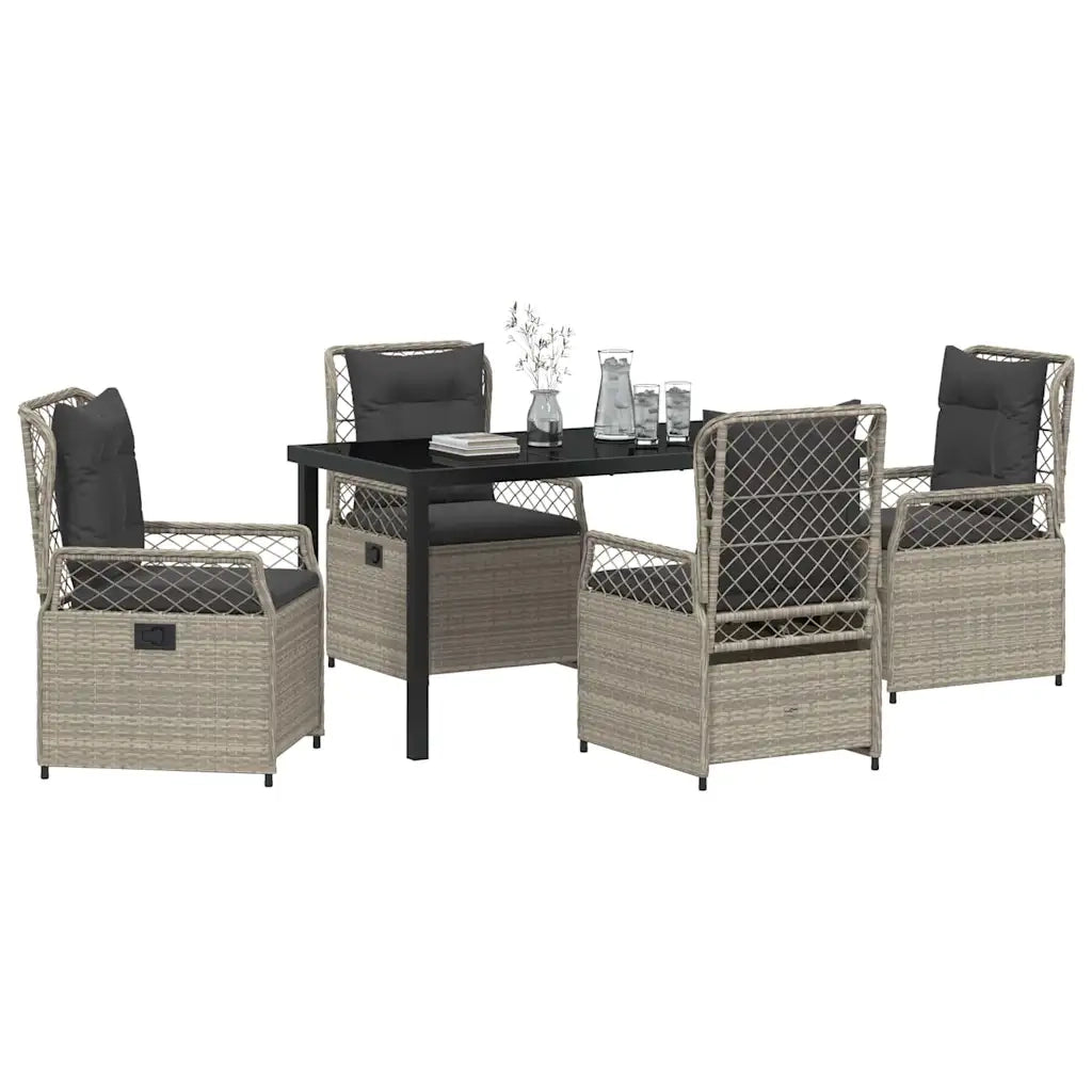 Set da Pranzo per Giardino 5 pcs Grigio chiaro polyrattan
