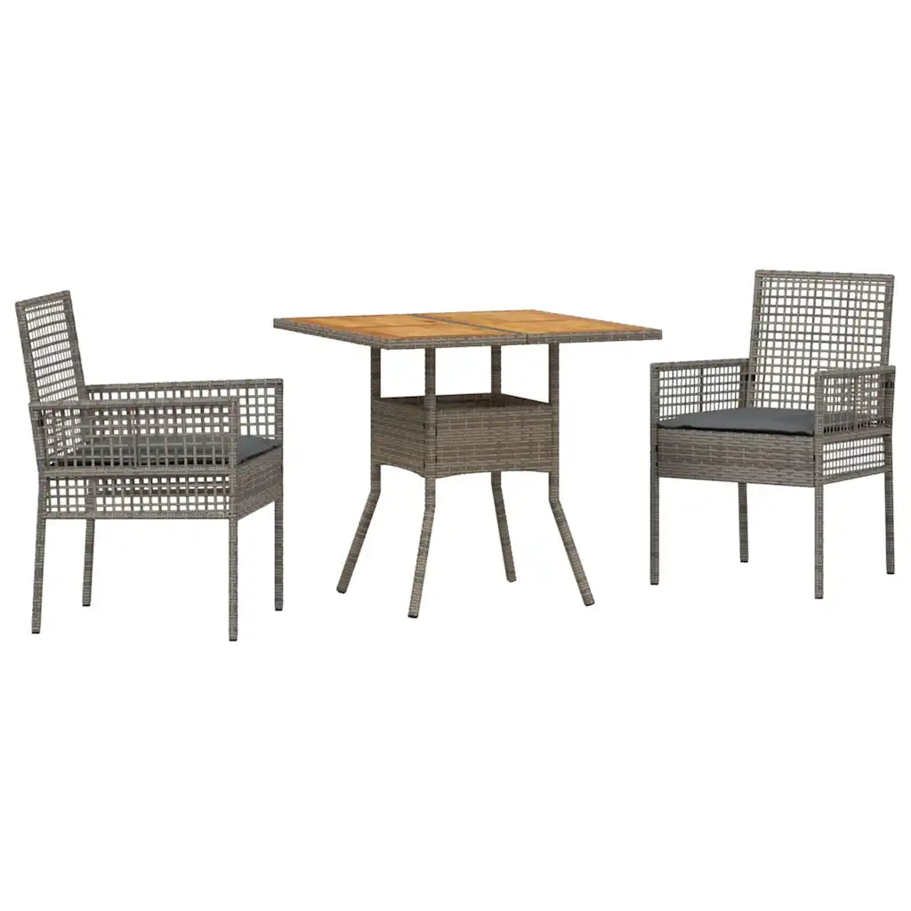 Set da Pranzo per Giardino 3 pcs Grigio polyrattan 3334937